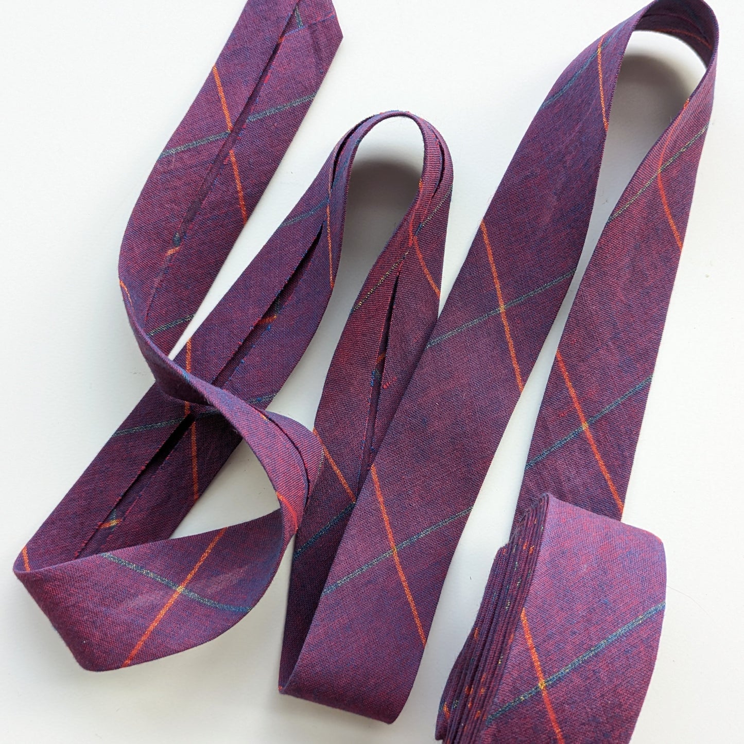 Bias Tape - Loose Purple Grid