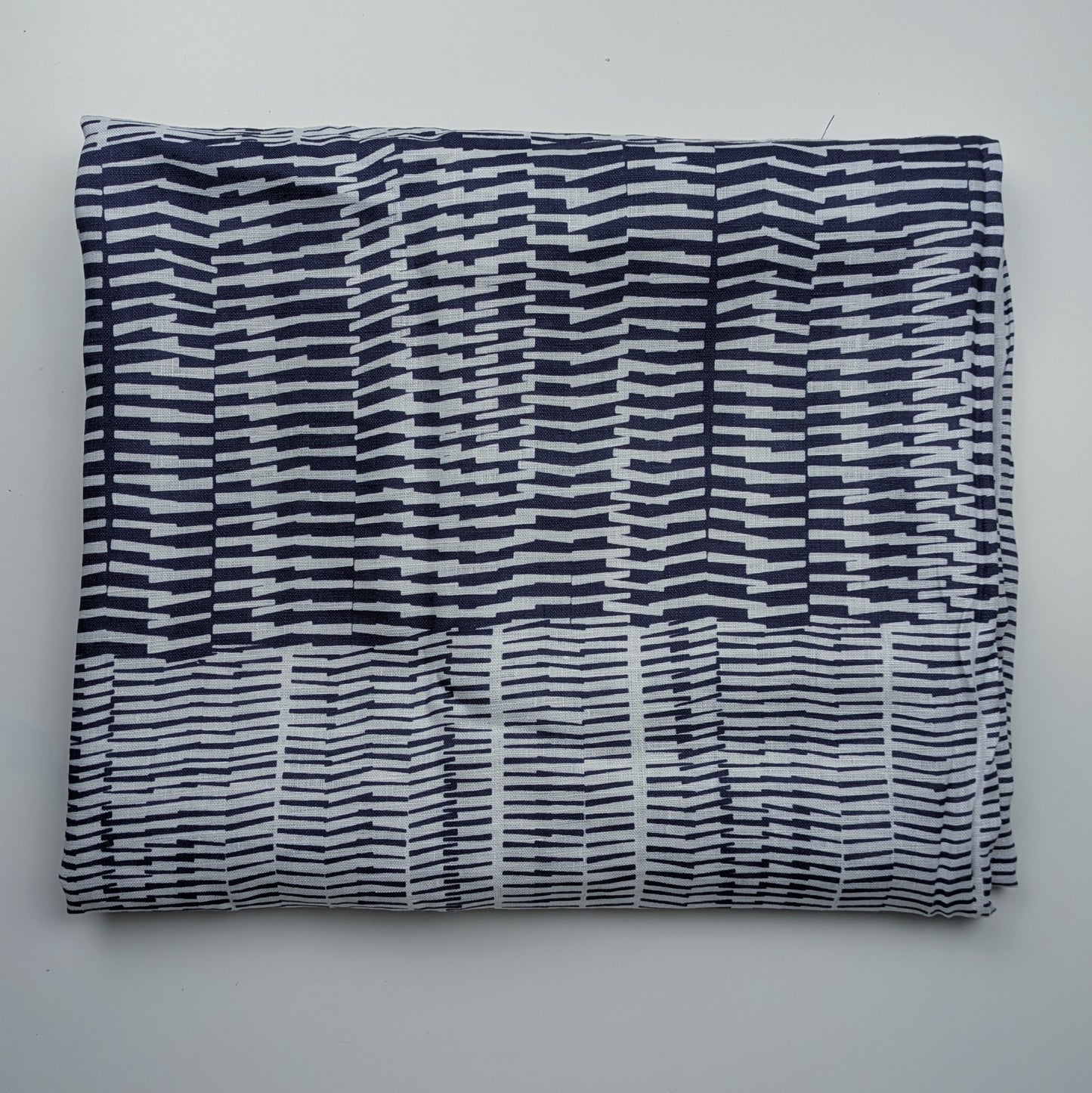 Navy Fence Print Linen