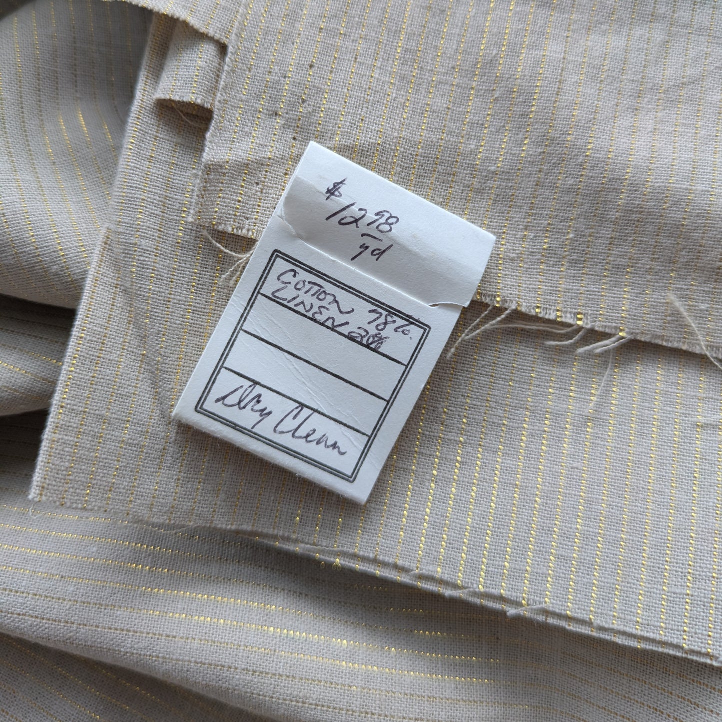 Beige and Lurex Cotton Linen Blend