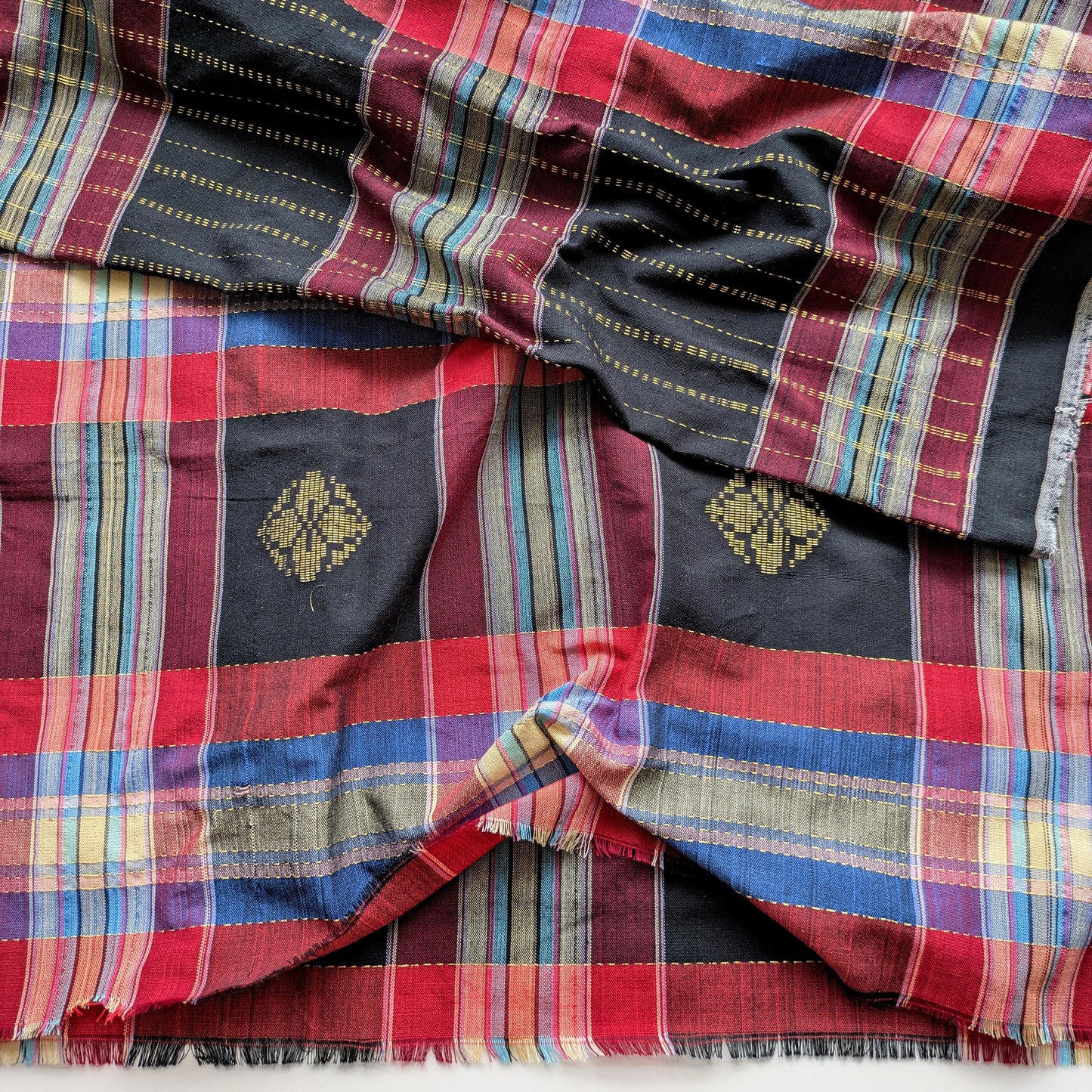 Embroidered Lurex Silk Plaid