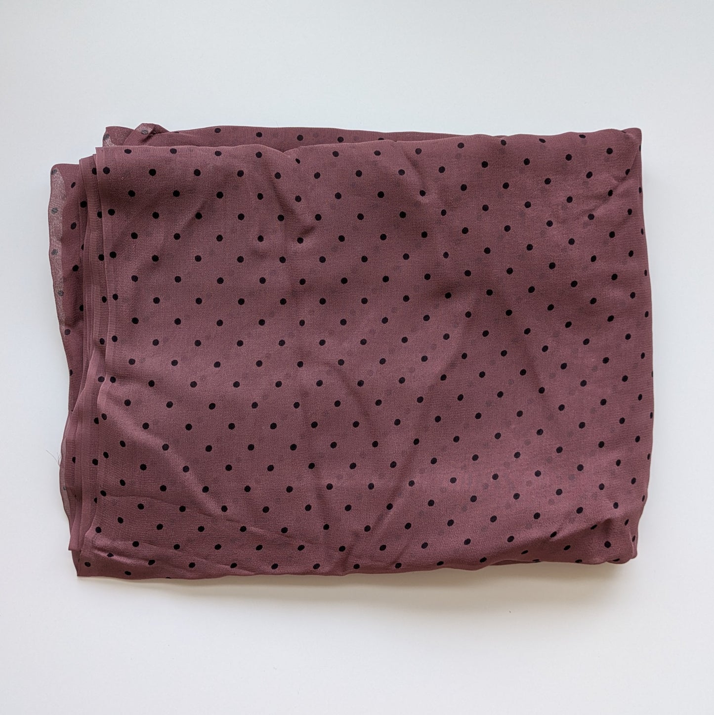 Mauve Polka Dot Silk Chiffon