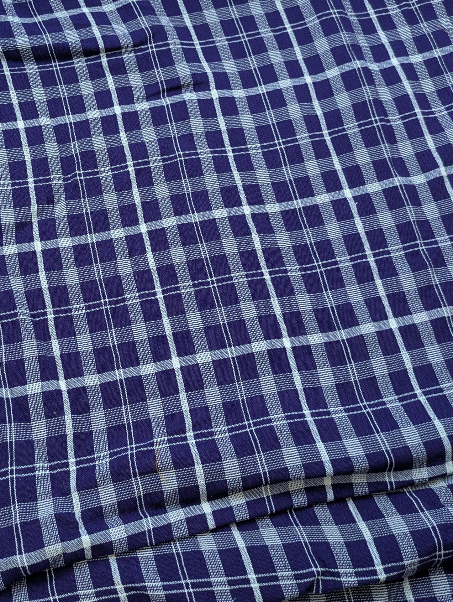 Breezy Navy Blue Rayon Check