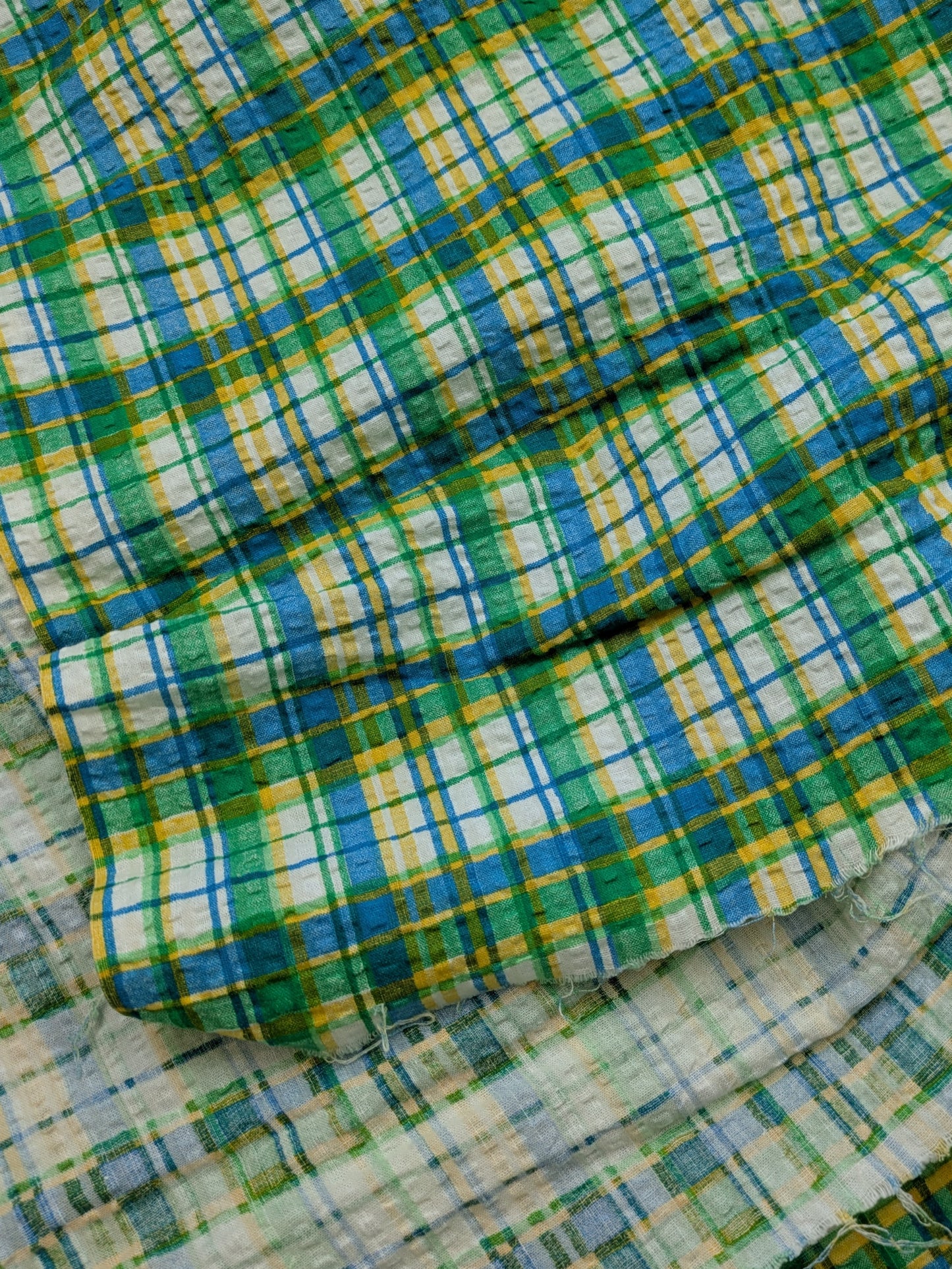 Springy Printed Plaid Seersucker