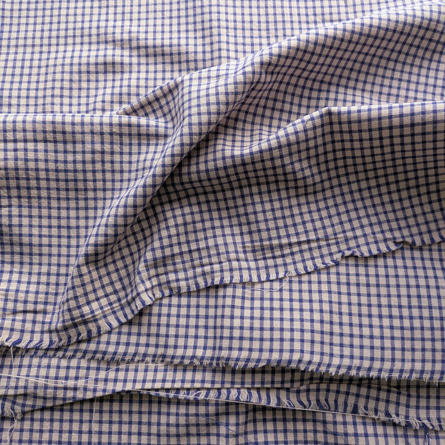 Blue and Bone Windowpane Cotton