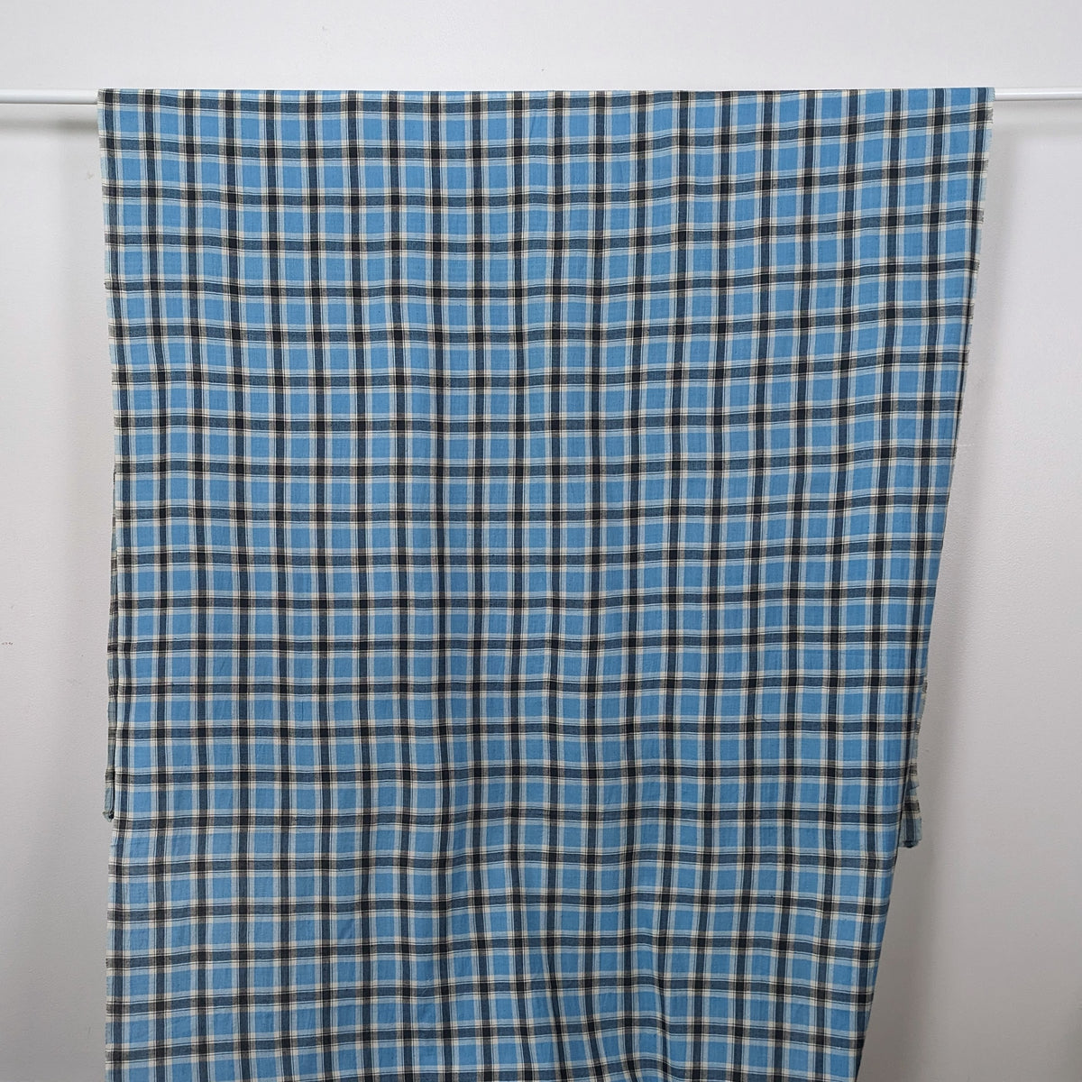 Window Pane Check Pattern Light Blue Windowpane Checks - Blue and Black – Balkello Fabrics