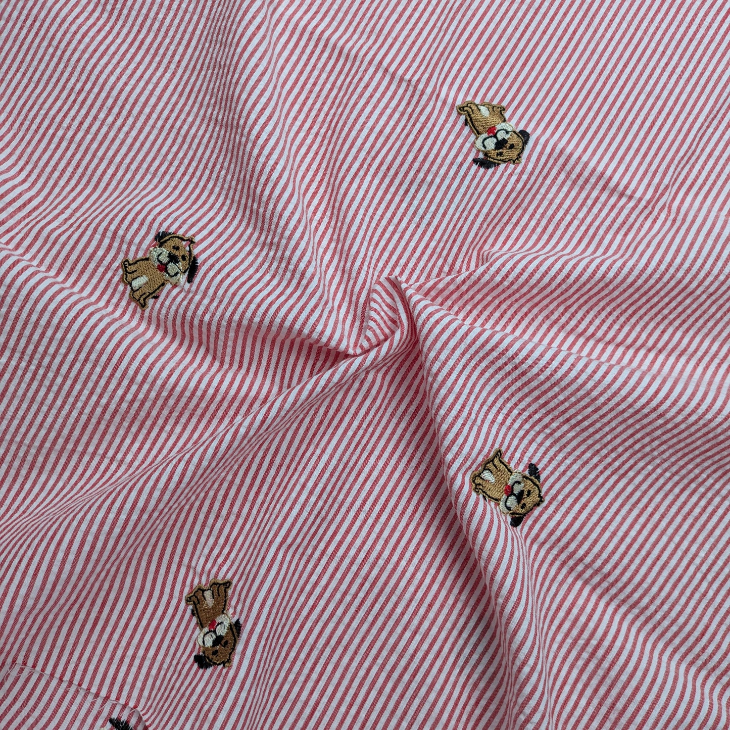 Embroidered Pup Seersucker