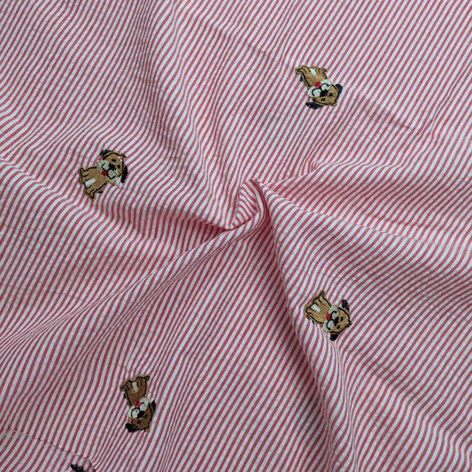 Embroidered Pup Seersucker