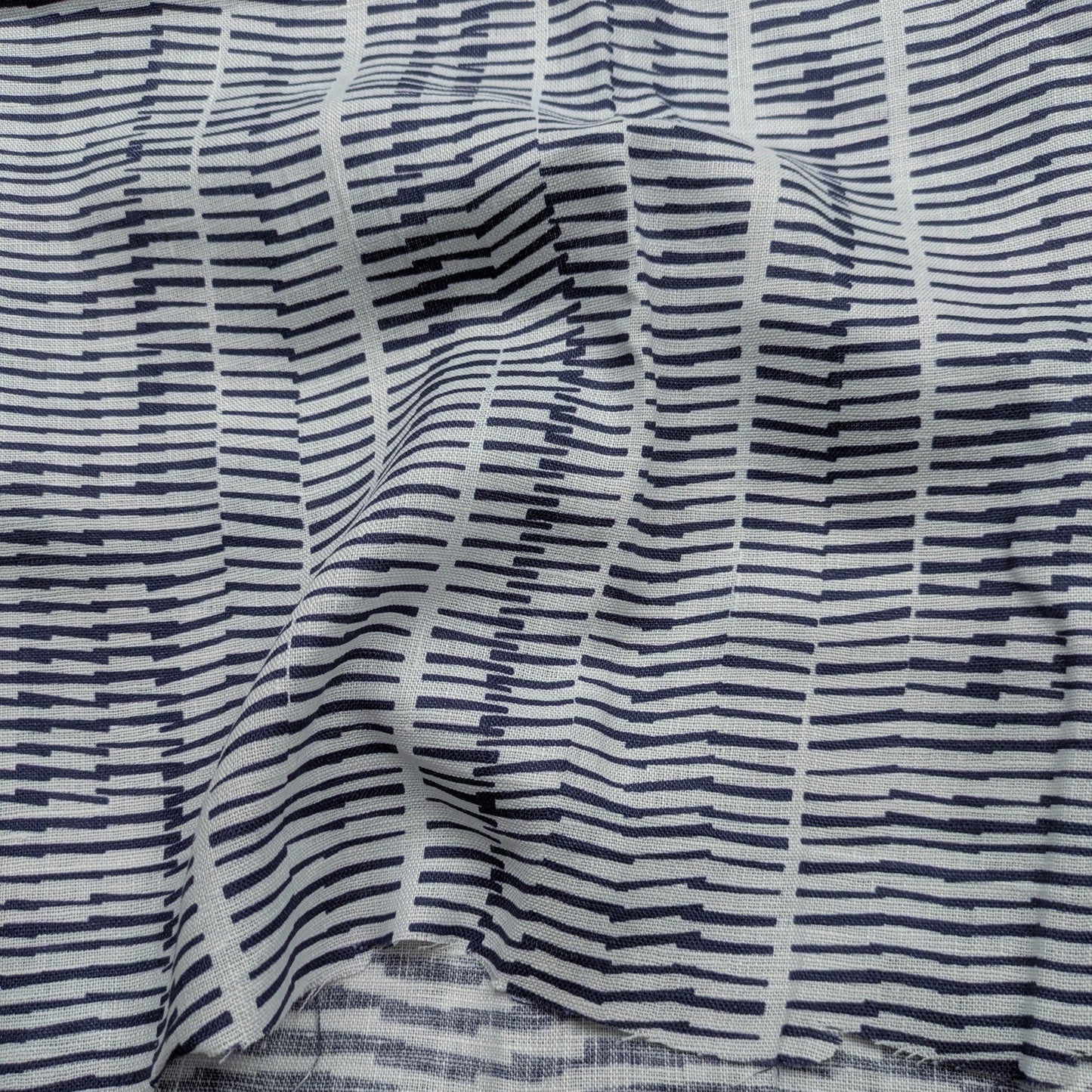 Navy Fence Print Linen