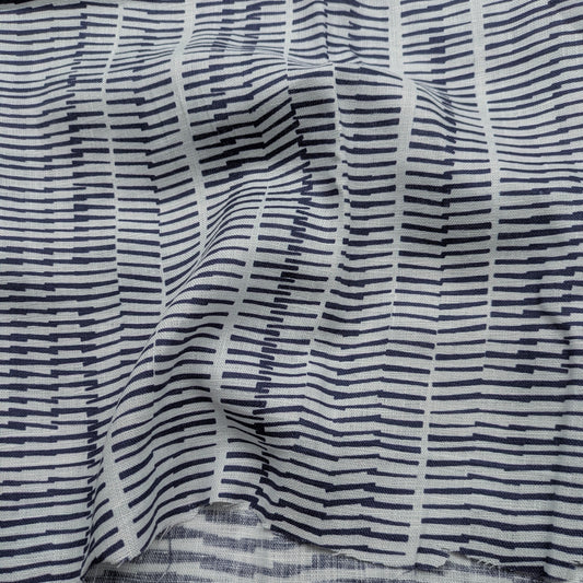 Navy Fence Print Linen