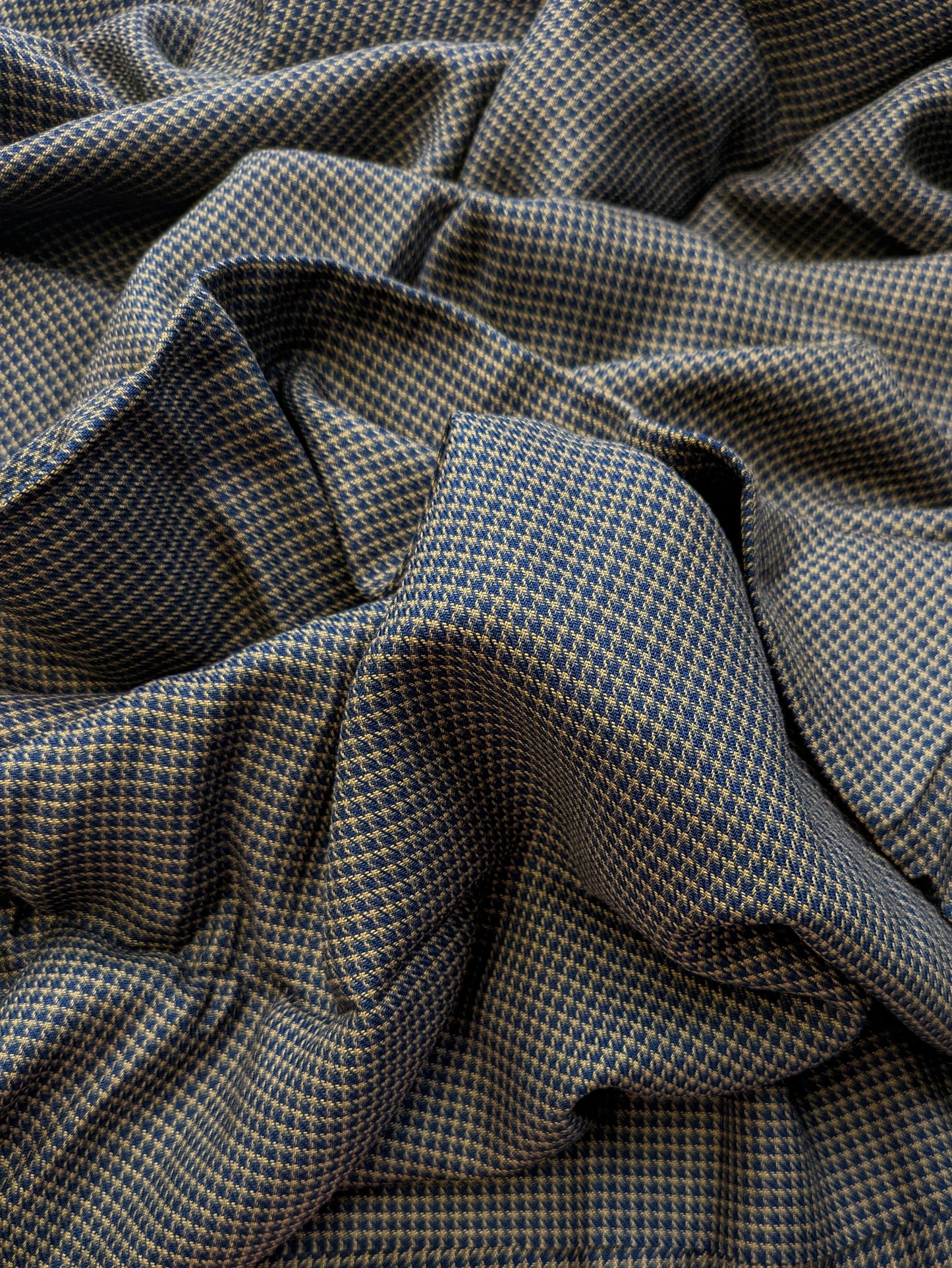 Navy and Gold Houndstooth Twill