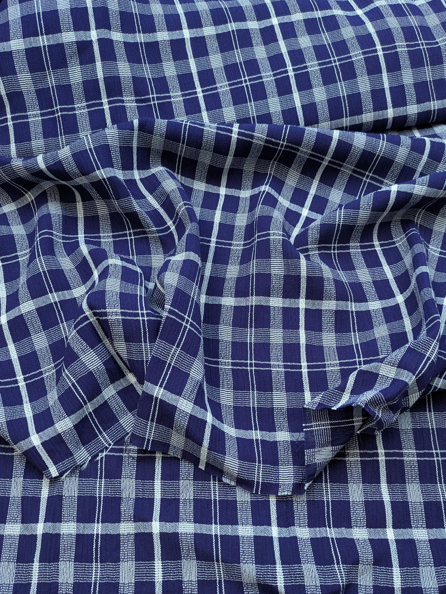 Breezy Navy Blue Rayon Check
