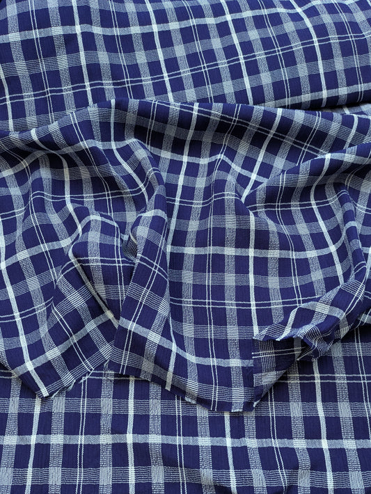 Breezy Navy Blue Rayon Check