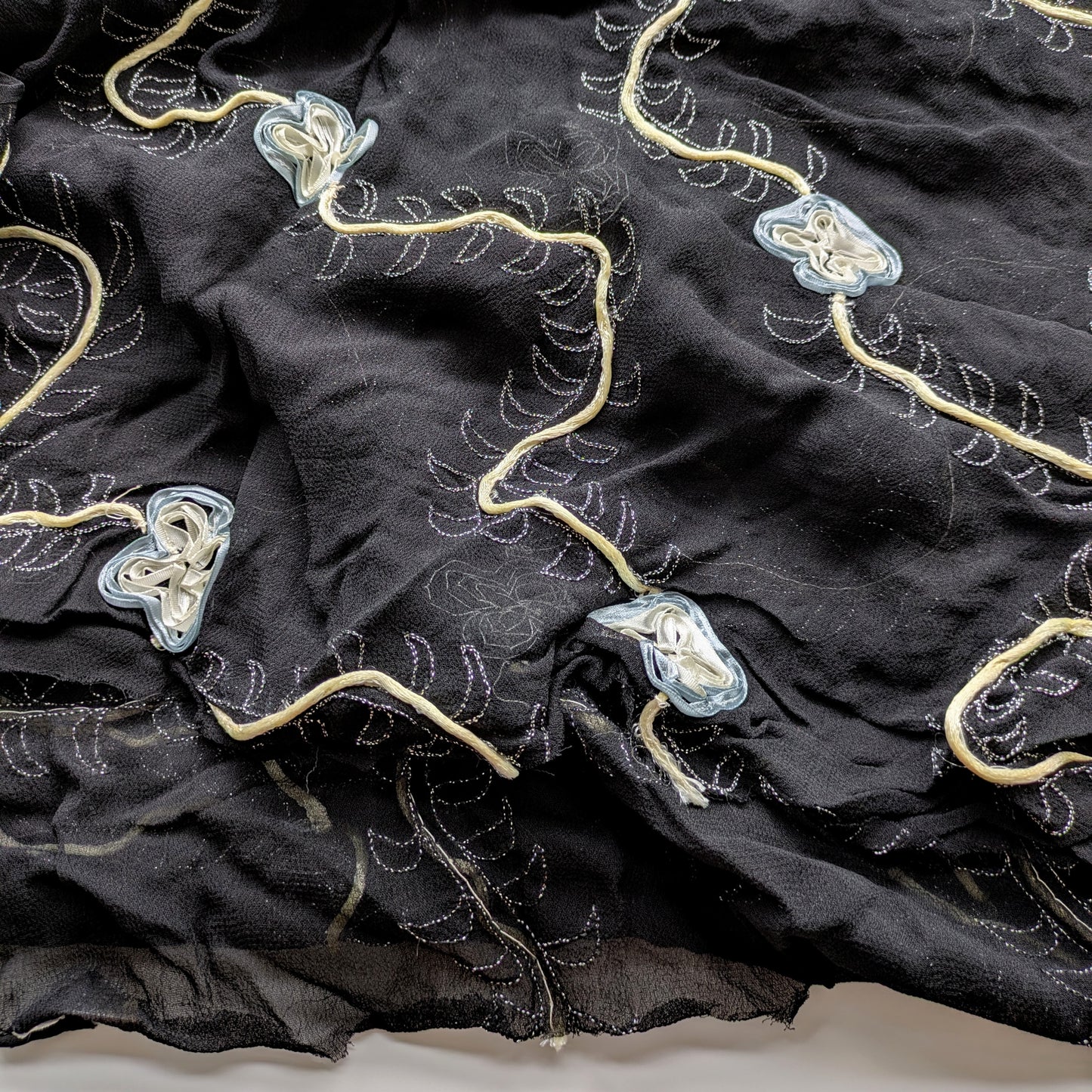Ribbon Embroidered Silk Chiffon