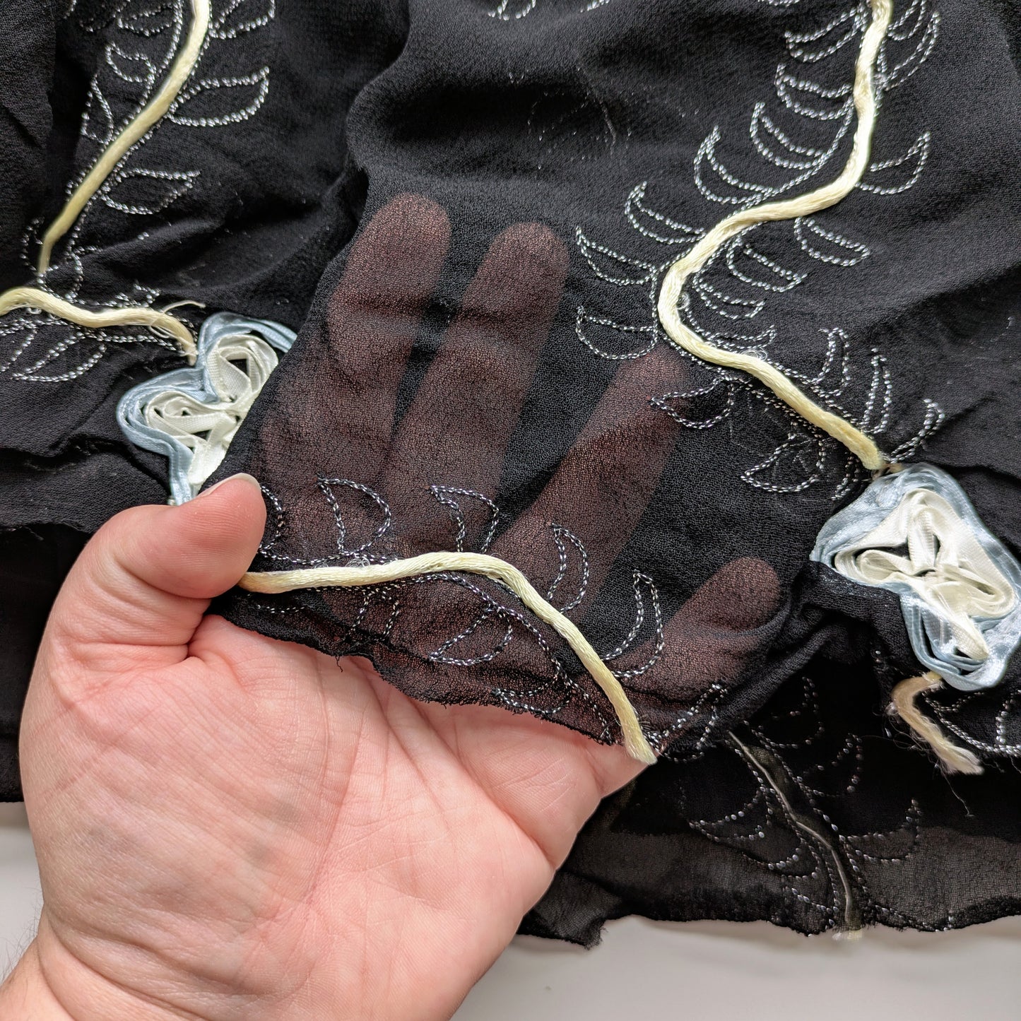 Ribbon Embroidered Silk Chiffon