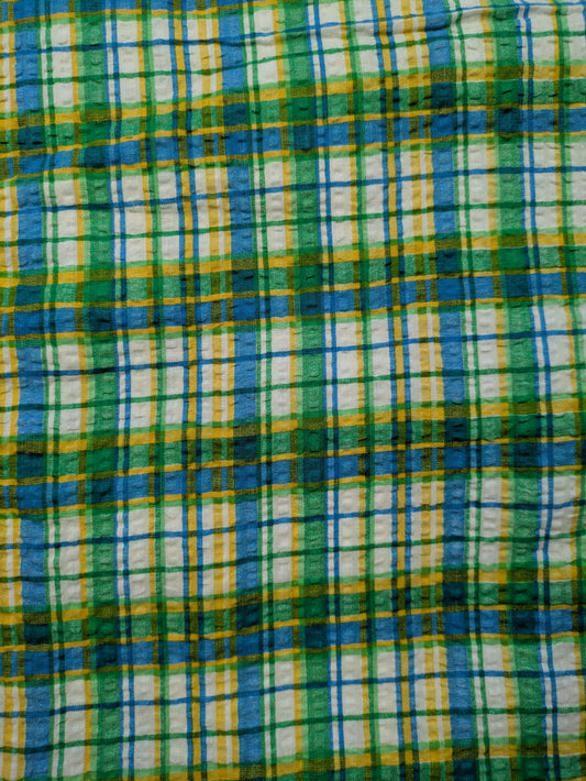 Springy Printed Plaid Seersucker